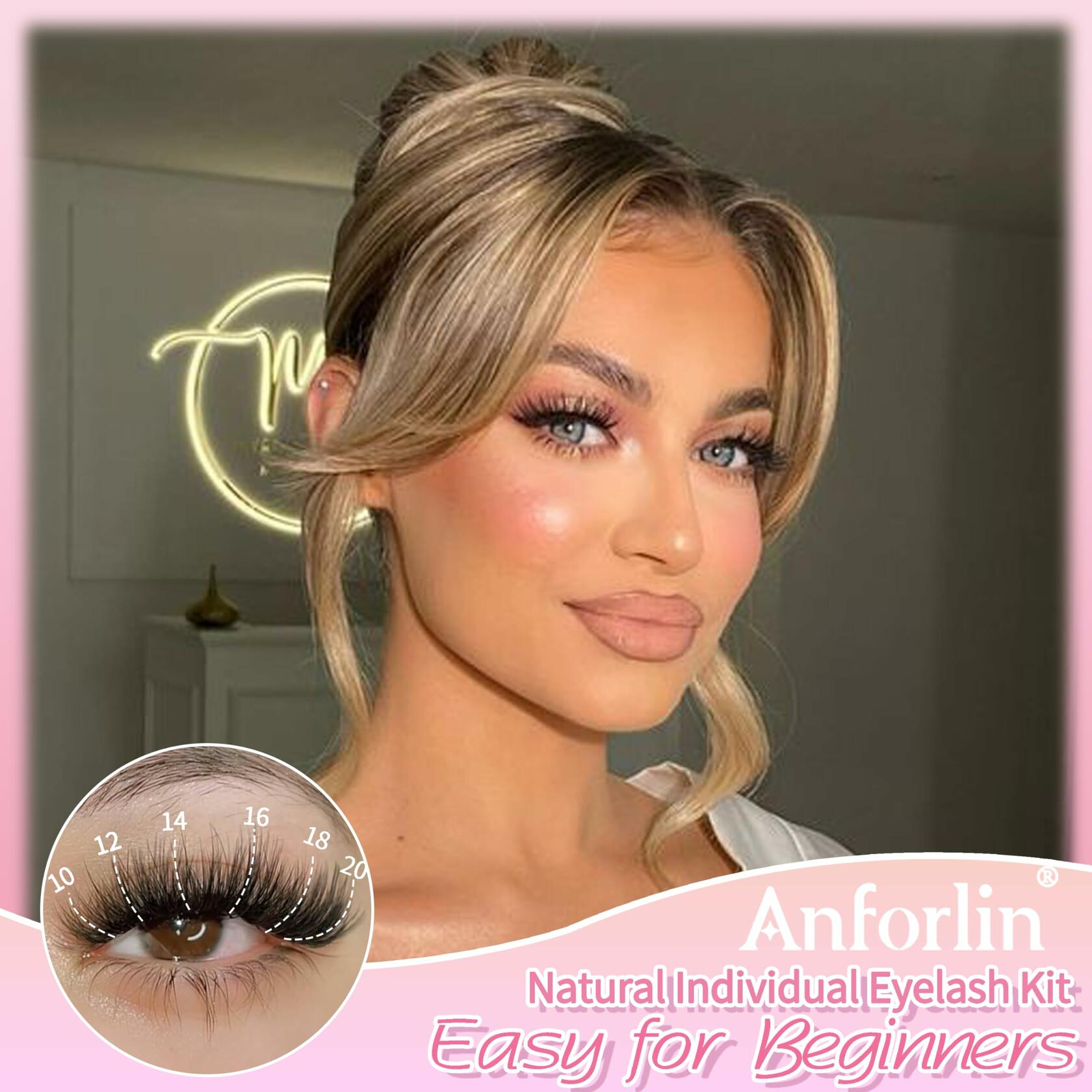 Anforlin Fluffy Lash Clusters 60D D Curl 14-22mm 280 PCS Black